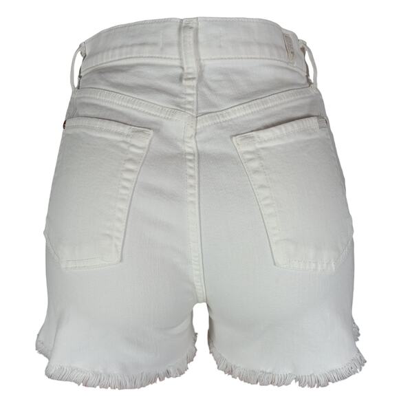 7 For All Mankind Denim Shorts Size 25 White Raw Hems Mid Rise - Picture 3 of 9
